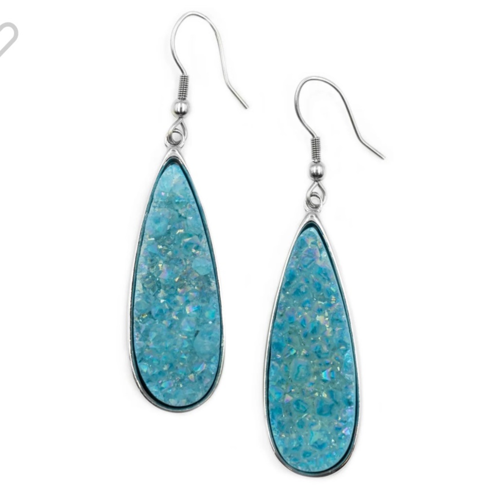 Silver Azure Quartz Drop Earrings
